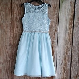 Jeweled Waist, Shimmer skirt Illusion Dress